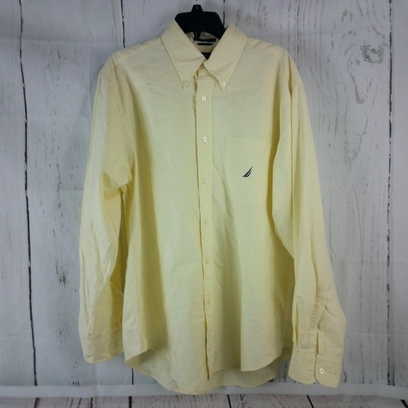 Nautica Yellow Button Down Men's Dress Shirt L - Picture 6 of 7